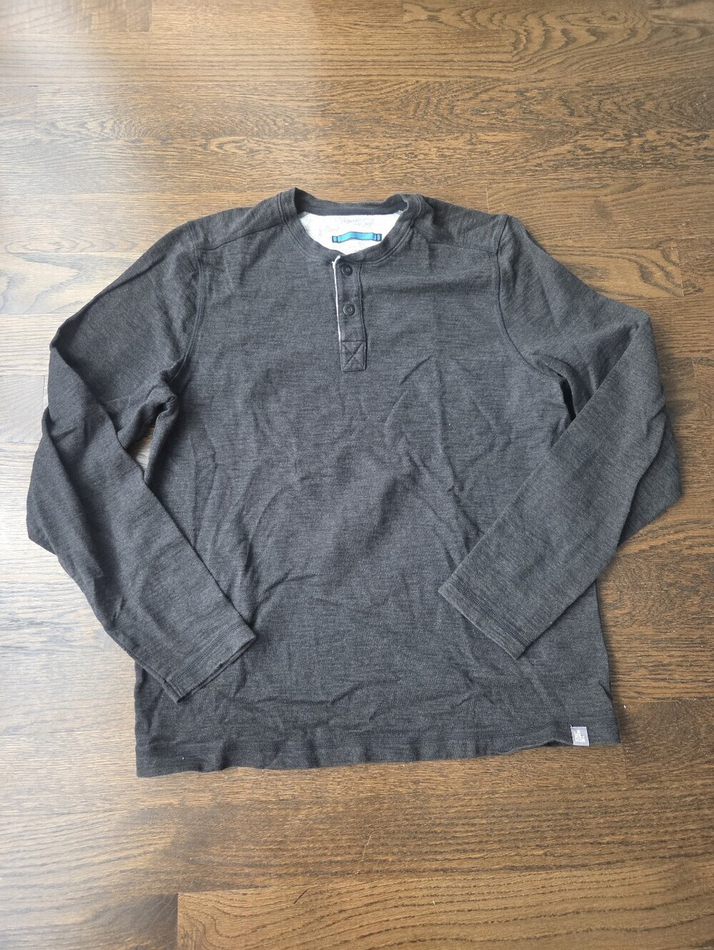 Men's Long Sleeve Henley Termal Shirt - Dark Charcoal Sz.L